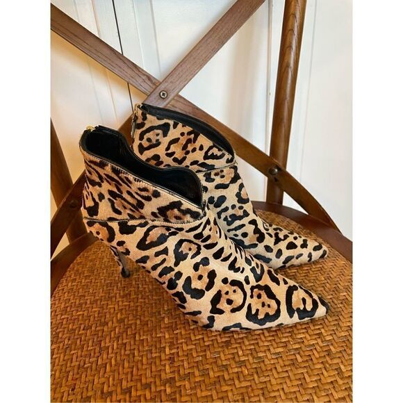 Grigiarancio Italian made point toe leopard calf hair booties size 39 - Picture 2 of 10